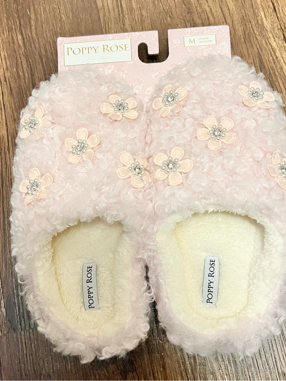 Women's Plush Pink Floral Slippers - Cozy Faux-Sherpa